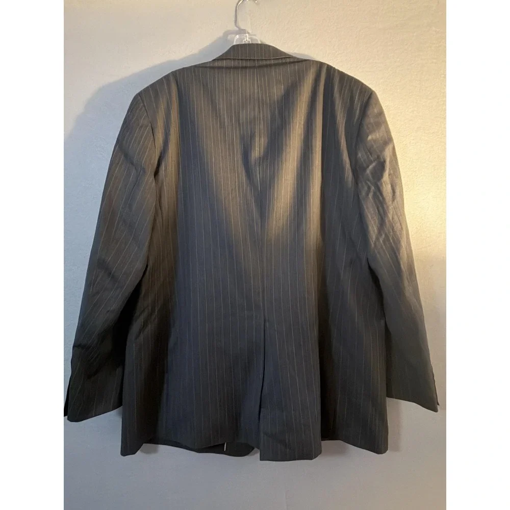 Joseph & Feiss Suit Mens 48L 46x32 Gray Wool Pinstripe 2 Piece Jacket Pants